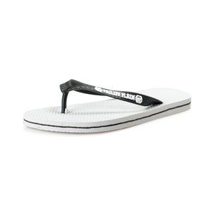 Philipp Plein White/Black Rubber Logo Print Flip Flops Shoes